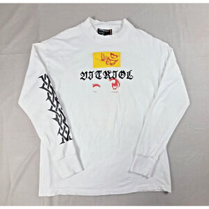 Vitriol Long Sleeve Shirt White Mens Small Anime Cyber Y2K Tribal Goth Grunge